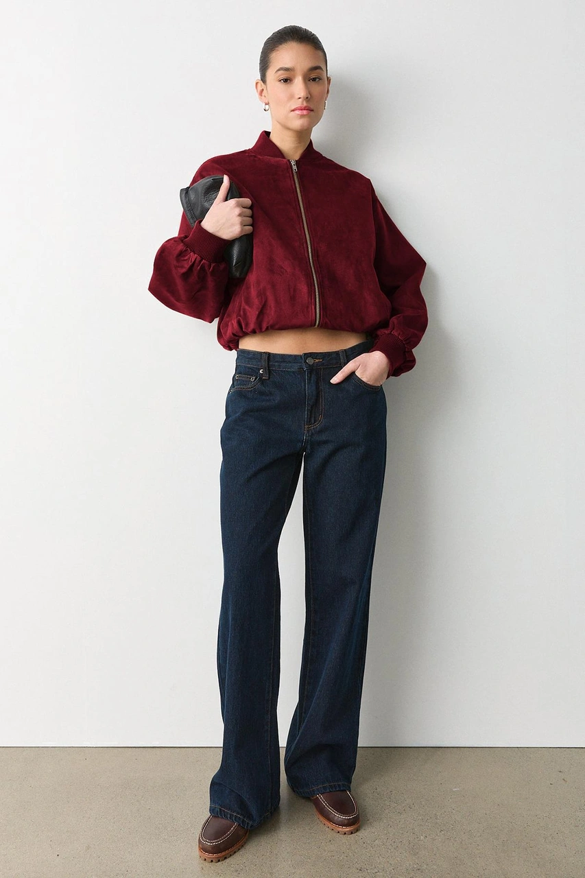 Bordo Astarlı Kadın Bomber Ceket Mg2545 Bordo