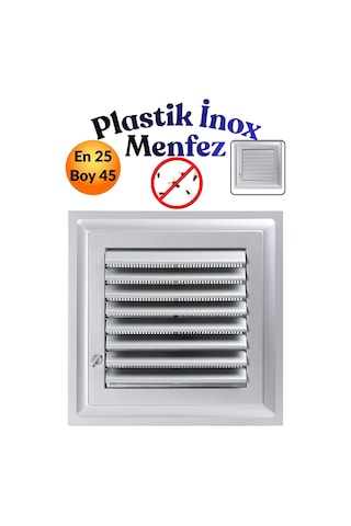 25x45 Gri Plastik Menfez - Banyo, Wc Ve Tuvalet İçin Panjurlu Havalandırma Kapağı Izgarası Pencere Panjur Sineklik Kapağı Izgarası Hava Kanalı Çıkışı Duvar Cam Kare Aspiratör Baca Teli 25 X 25 Cm