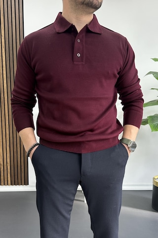 Erkek Düğmeli Polo Yaka Kazak Bordo Edw231 Bordo