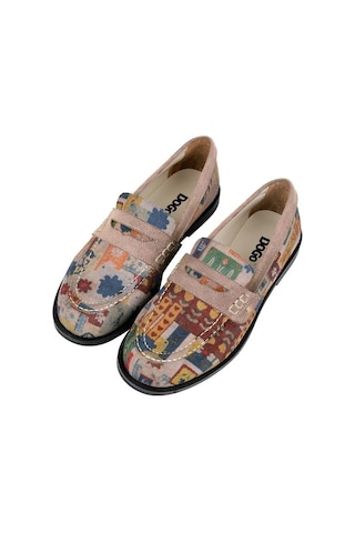Kadın Vegan Deri Krem Loafer - Anatolian Patterns Tasarım Çok Renkli