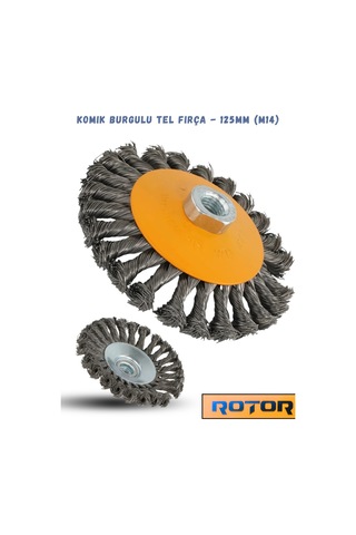 Rotor 3'lü Tel Fırça Seti 125 Mm M14 Konik, Düğümlü Konik Ve Çanak