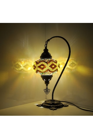 Otantik Mozaik Lamba, Retro Aydınlatma, Renkli Cam Motifli Masa Lamba, Dekoratif Cam Sanatı Abajur Çok Renkli