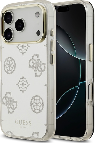 Apple Uyumlu iPhone 17 Pro Max Kılıf Guess Lisanslı Metal Kamera Çerçeveli Simli Peony Aynalı Kapak Gümüş Gümüş