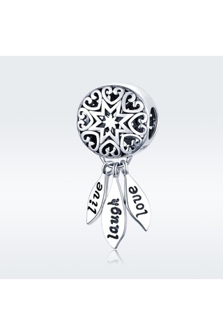 S925 Ayar Gümüş İçi Boş Kalp Şeklinde Desen Gevşek Boncuk Dıy Bilezik Mektup Boncuk Çok Renkli