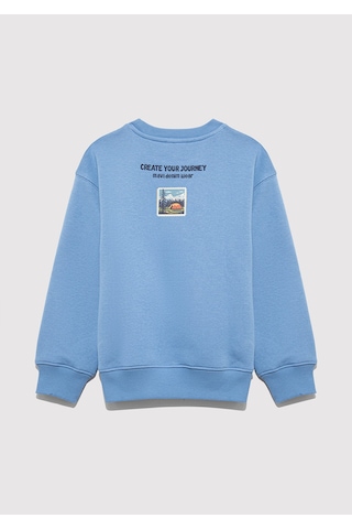 Mavi - Adventure Awaits Baskılı Mavi Sweatshirt 6s10146-70724 Mavi