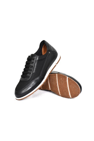 Tuna Hakiki Deri Siyah Erkek Sneaker Ayakkabı - 241338 Siyah