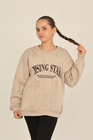 Toontoy Kız Çocuk Rısıng Star Baskılı Sweatshirt Bej