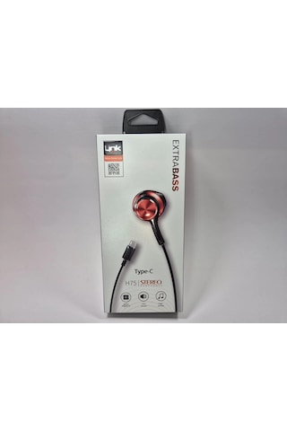 Linktech Ekstra Bass Kablolu Kulaklık , Linktech H75 Kırmızı Type-c Mikrofonlu Metal Kablolu Kulaklı Universal