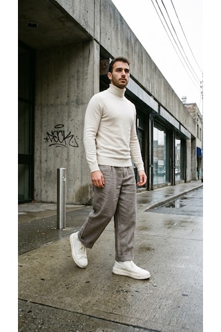 Daytex 2474 Togga - Hakiki Deri Detaylı Keten Fileli Ortopedik İthal Kalın Eva Taban Hafif Erkek Spor Sneaker Ayakkabı Beyaz