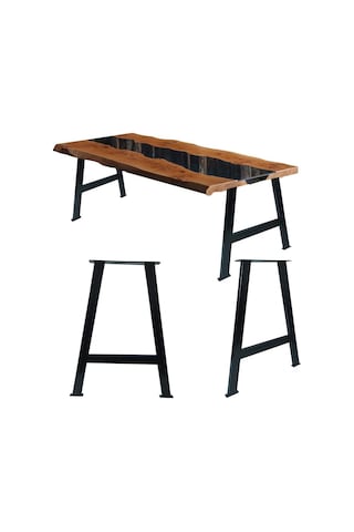 Bin1Fırsatt Masa Ayağı Ahşap Masif Kütük Çalışma Yemek Masası Metal A Ayak