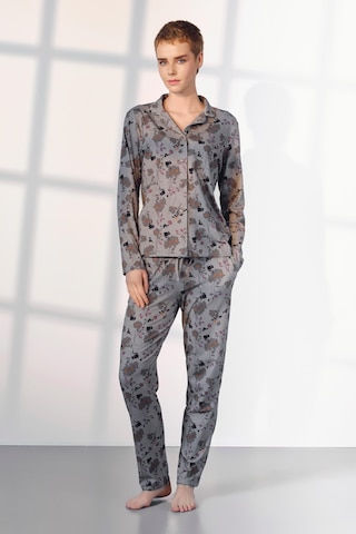 Doreanse Kadın Çiçek Desenli Gri Gömlek T-shirt Pijama Takımı 25k4030-standart Gri