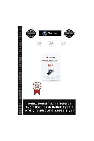 Delux Serisi Yazma Telefon Aygit Usb Flash Bellek Type C Otg Çift Sürücülü 128gb Siyah