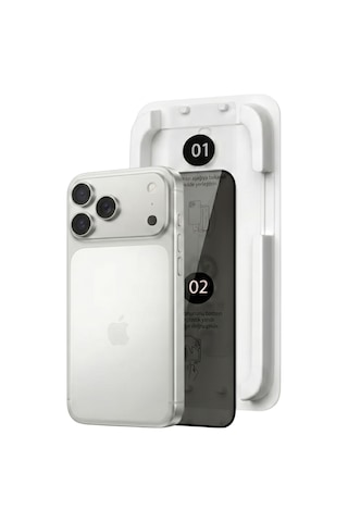 Fulltech Magicbox iPhone Uyumlu 17 Pro Premium Tempered Glass Aparatlı Ekran Koruyucu - Privacy