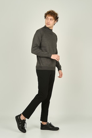 Ateş Triko Erkek Yarım Balıkçı Yaka Yün Kazak 0004 Koyu Gri Koyu Gri