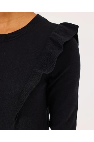 Scl Kadın Fırfır Detaylı Triko Elbise 10002421711016 Siyah