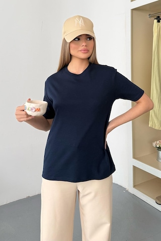 Giysa Kadın Bisiklet Yaka Pamuklu Basic T-shirt Lacivert - 26y 26650
