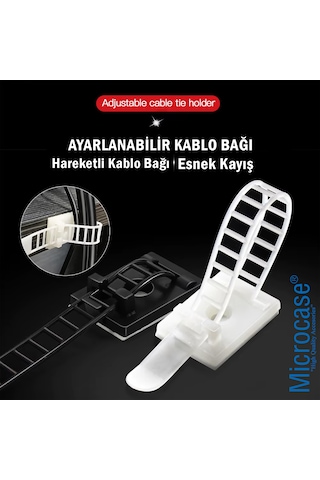 Microcase Kendinden Yapışkanlı Microcase Ayarlanabilir Yapışkanlı Kablo Düzenleyici Ve Sabitleyici Klips 15 Adet Al5409 Siyah