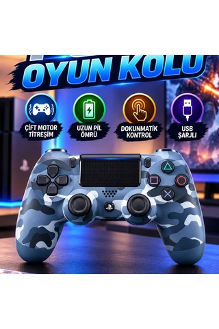 Dokunmatik Kontrollü Ergonomik Oyun Kolu Usb Şarjlı Analog Stickli Gamepad
