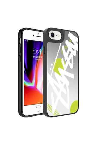 Goocamp Apple iPhone Uyumlu 7 Plus Kılıf Aynalı Desenli Kamera Korumalı Parlak Mirror Kapak - Süp Süper Anne