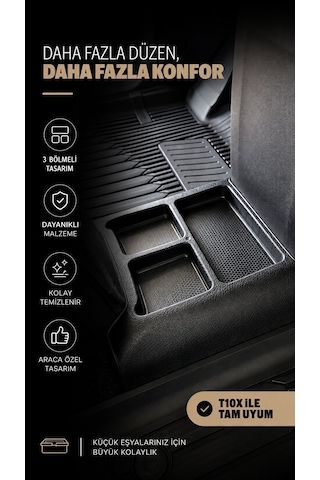 Sahler Tog T10x 2023+ Uyumlu 4.5d Pro Premium Havuzlu Oto Paspas Ve Organizer