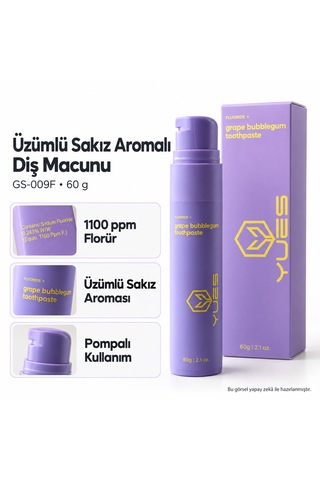 Yues Üzümlü Sakız Aromalı Florürlü Pompalı Diş Macunu 60 G Beyazlatma