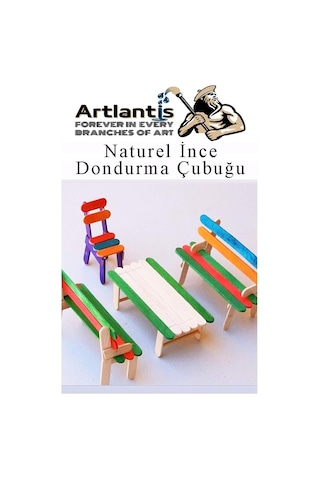 Dar Dil Çubuğu 50 Adet Ahşap Dondurma Çubuğu Naturel Maket Hobi Okul Proje Tasarım