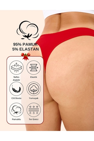 Alya Underwear Yeni Yıl Temalı Baskılı String, Kırmızı Tanga Külot Aşk Tanrısı Tekli Paket Kırmızı Mc Baskılı