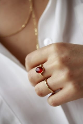 Akik Taşı Gümüş Yüzük 925 Ayar Doğal Taş - 342915569