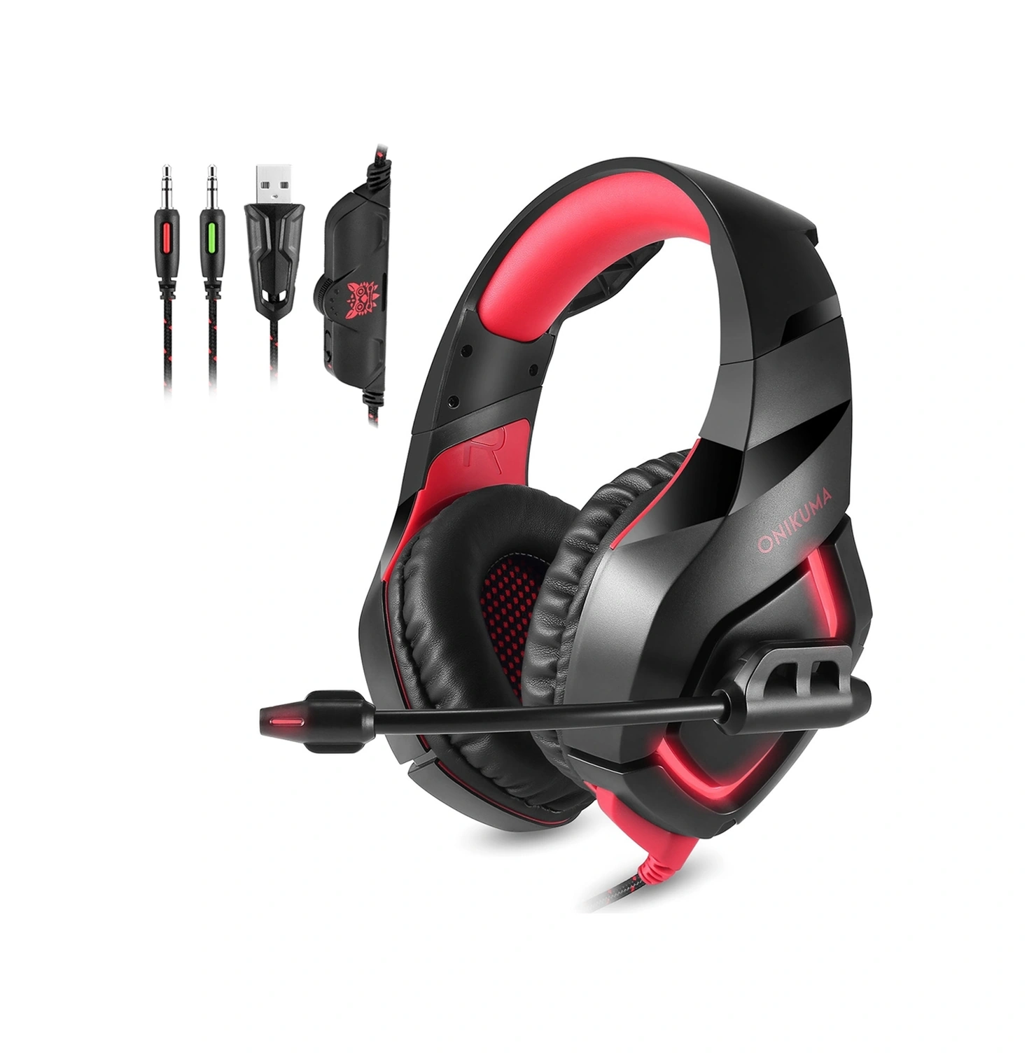 Sones Onıkuma K1b 3,5 Mm Fişli Stereo Usb Led Işıklı Mikrofonlu Kulaklık, Ps4, Akıllı Telefon, Tablet, Pc, Dizüstü Bilgisayar İçin