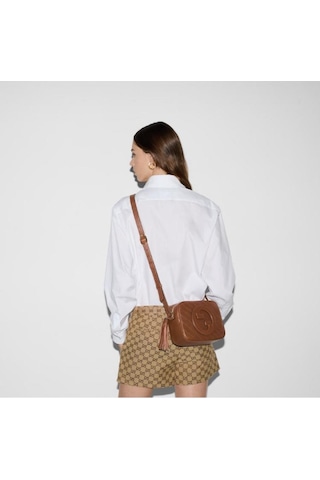 Gucci Blondie Small Leather Shoulder Bag Kahverengi