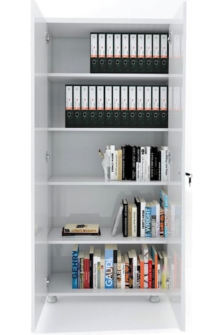 Modüler Dünyası Tam Kapak Kitaplık Dosya Dolabı Beyaz - 80X38X188 Beyaz