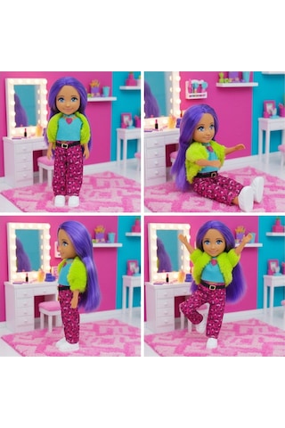 Ankiki Moda İkonu Bebek Figür 13 Cm - Mor Saçlı Hip-hop Rüzgarı
