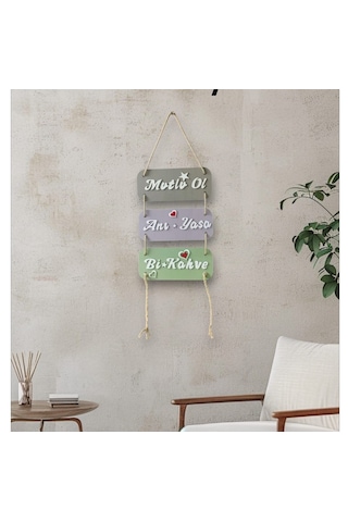 Mutlu Ol Anı Yaşa Kahve Keyfi Ahşap 3 Lü Dekor Seti İç Dekorasyon