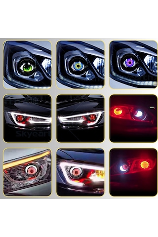 Oto Led Far Mercek Göz Animasyonlu 3 İnç Yeni Nesil Kumanda Kontrol Far Ambiyans Aydınlatma 2 Adet