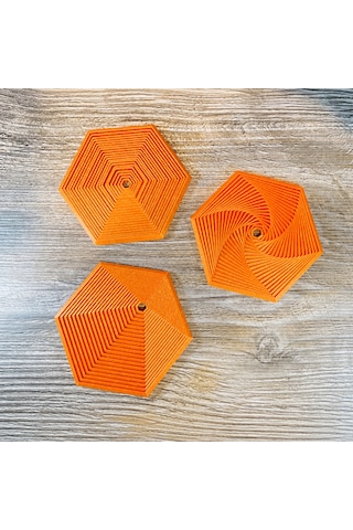 3d Baskı Super Fidget Coaster Seti - Altıgen Desenli Bardak Altlığı Ve Tutucu-turuncu