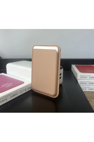 Magsafe Deri Cüzdan Kartlık Tüm Modellerle Uyumlu - Bordo Bej