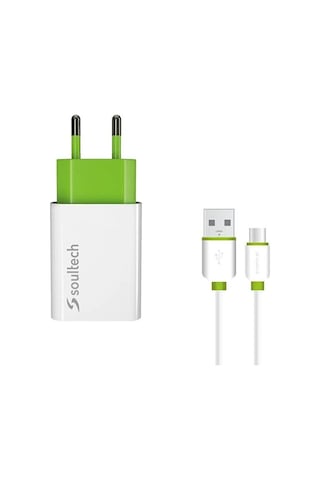 Soultech SC113B 2.1A Seyahat Şarjı + Type-C 2A USB Kablo
