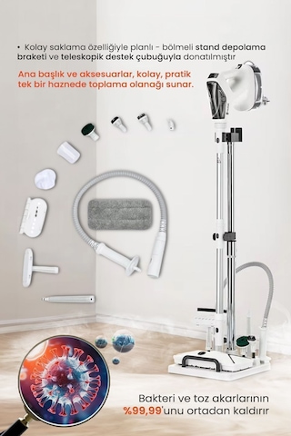 Youban KF-1804 Çok Fonksiyonlu Standlı Buharlı Temizlik Makinesi