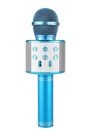 Mufunye Profesyonel Bt Kablosuz Mikrofon Karaoke Hoparlör Ktv Müzik Çalar Şarkı Kaydedici El Mikrofonu Mavi