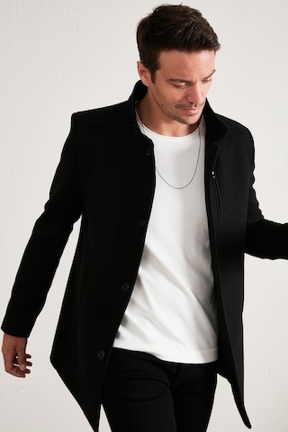 Buratti Slim Fit Düğmeli Dik Yaka Kaşe Erkek Kaban 5840099 Siyah