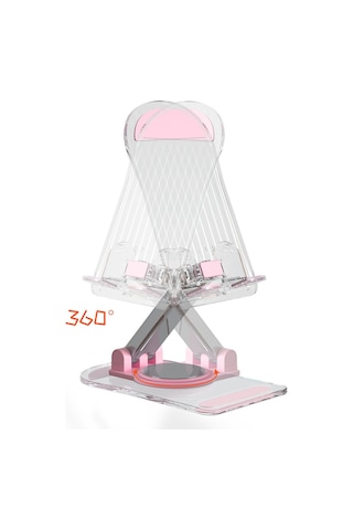 Soulader İphone Uyumlu 16 Serisi İçin Premium Akrilik Telefon Tutucu - Masaüstü Stand Ve Tablet Braketi - Şeffaf Beyaz Tasarım Beyaz