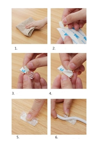 Mobgift 20'li Yapışkanlı Kablo Sabitleyici Şeffaf Klips