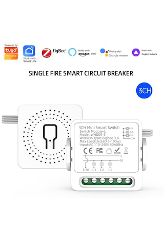 Tuya Zigbee Nötr Gerektirmeyen 3ch Nötrsüz Röle