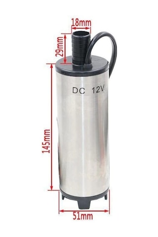 12 Volt Mazot Yağ Aktarma Pompası,  Dc Mini Dalgıç Pompa Süzgeçli