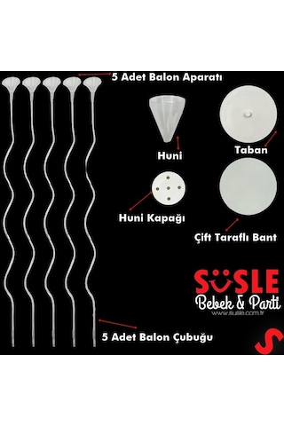 Spiral 50 Cm, 5'li Balon Standı Balonlar Hariç