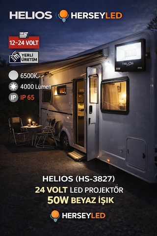 Helıos Hs-3827 12/24 Volt Led Projektör 50w Beyaz Işık