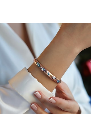 Fortuna Modeli Rose Gold Gümüş Kelepçe Gümüş