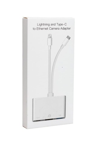 3 İn1 Şarj Adaptörü Lightning Type-c Girişini Kamera Fotoğraf Makinesi Lan Ethernet Girişine Çevirici Dönüştü
