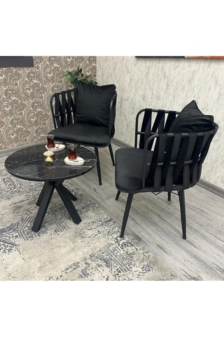 Balkon,teras,kafe,çay Seti İkili Takım Gözde Çay Seti Takımı Siyah Siyah Siyah Siyah