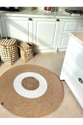 Yuvarlak Leke Tutmaz Kilim 100 Cm Kahverengi